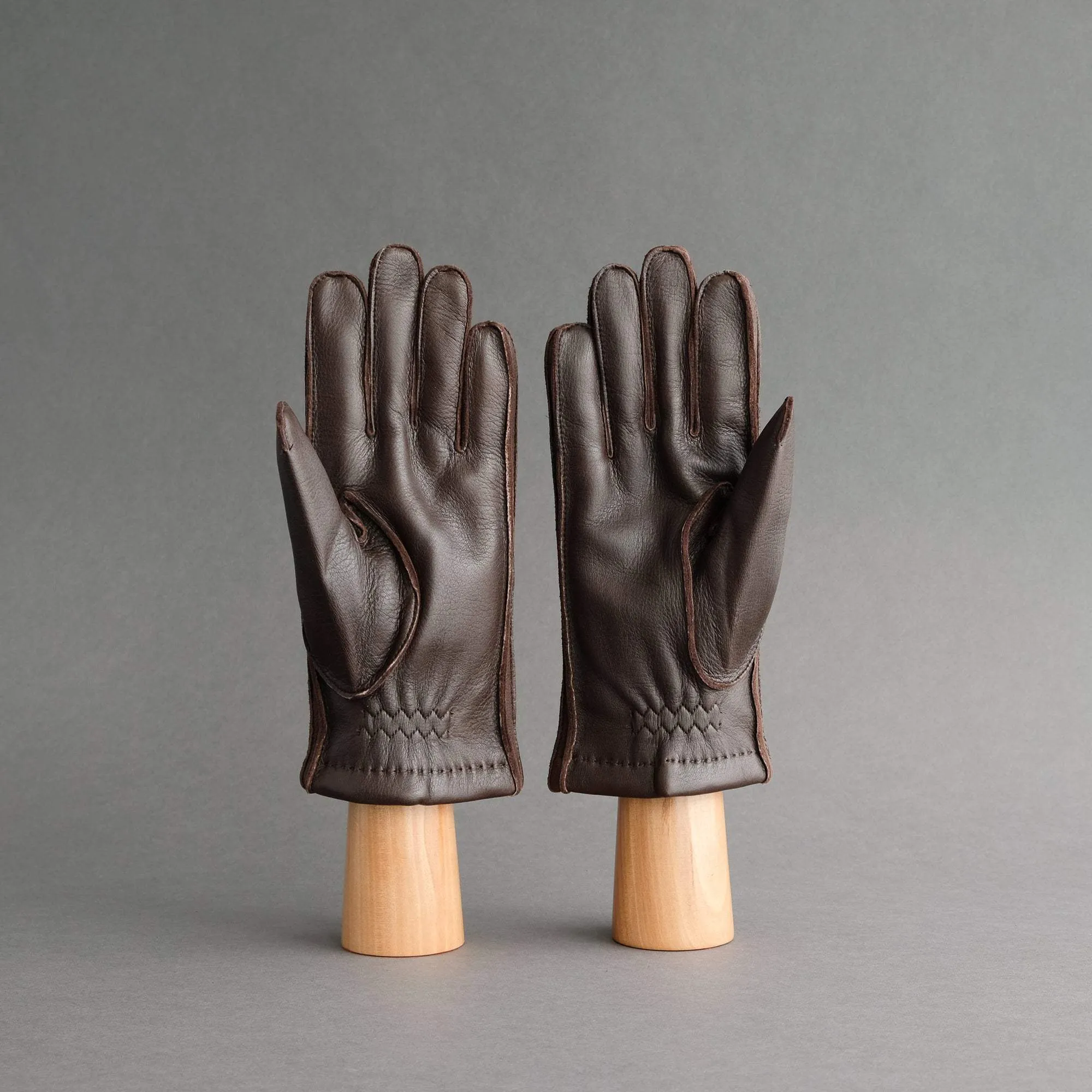 Gentlemen's Sporty Gloves from Dark Brown 2 Deerskin Lined with Cashmere