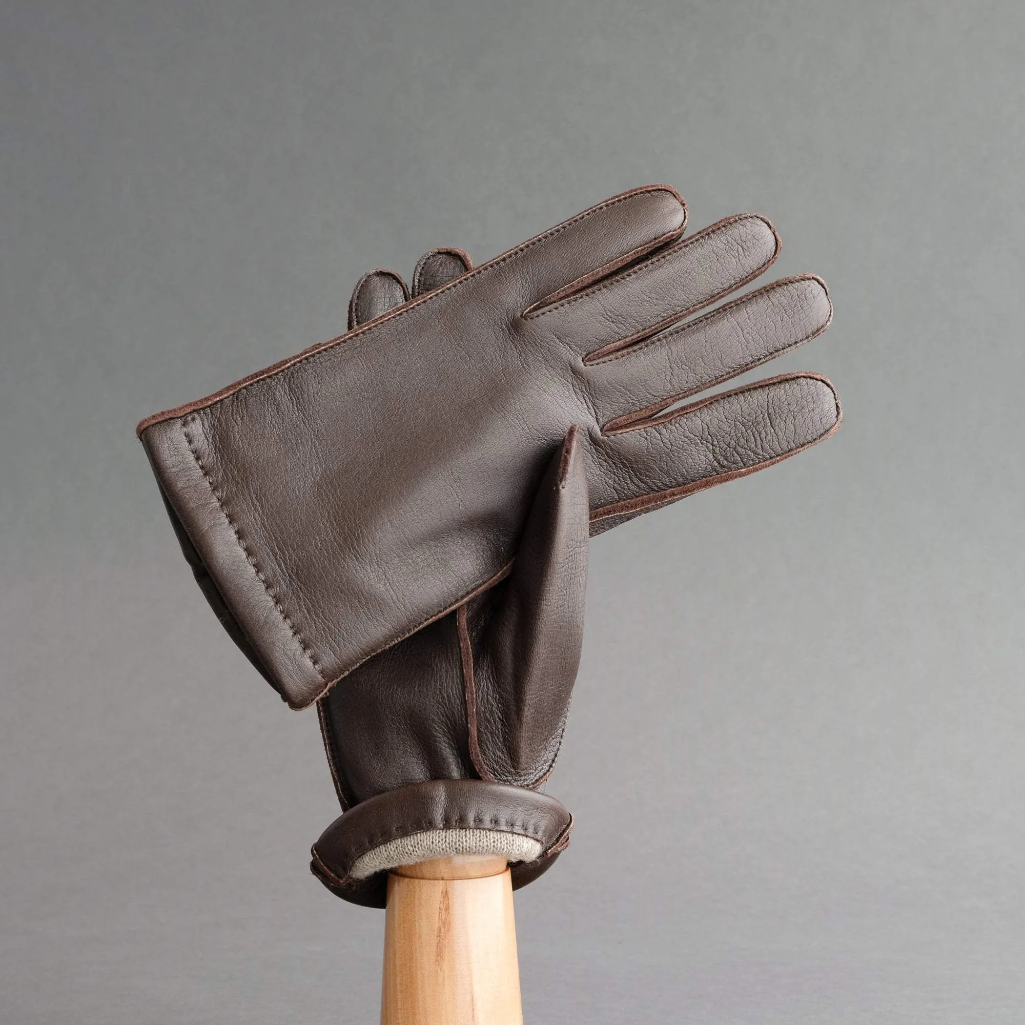 Gentlemen's Sporty Gloves from Dark Brown 2 Deerskin Lined with Cashmere