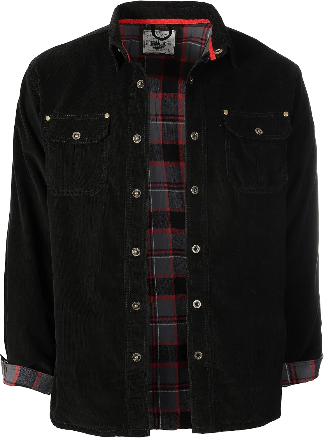 Gioberti Men's 100% Cotton Extremely Soft Corduroy Shirt Jacket with Flannel Lining