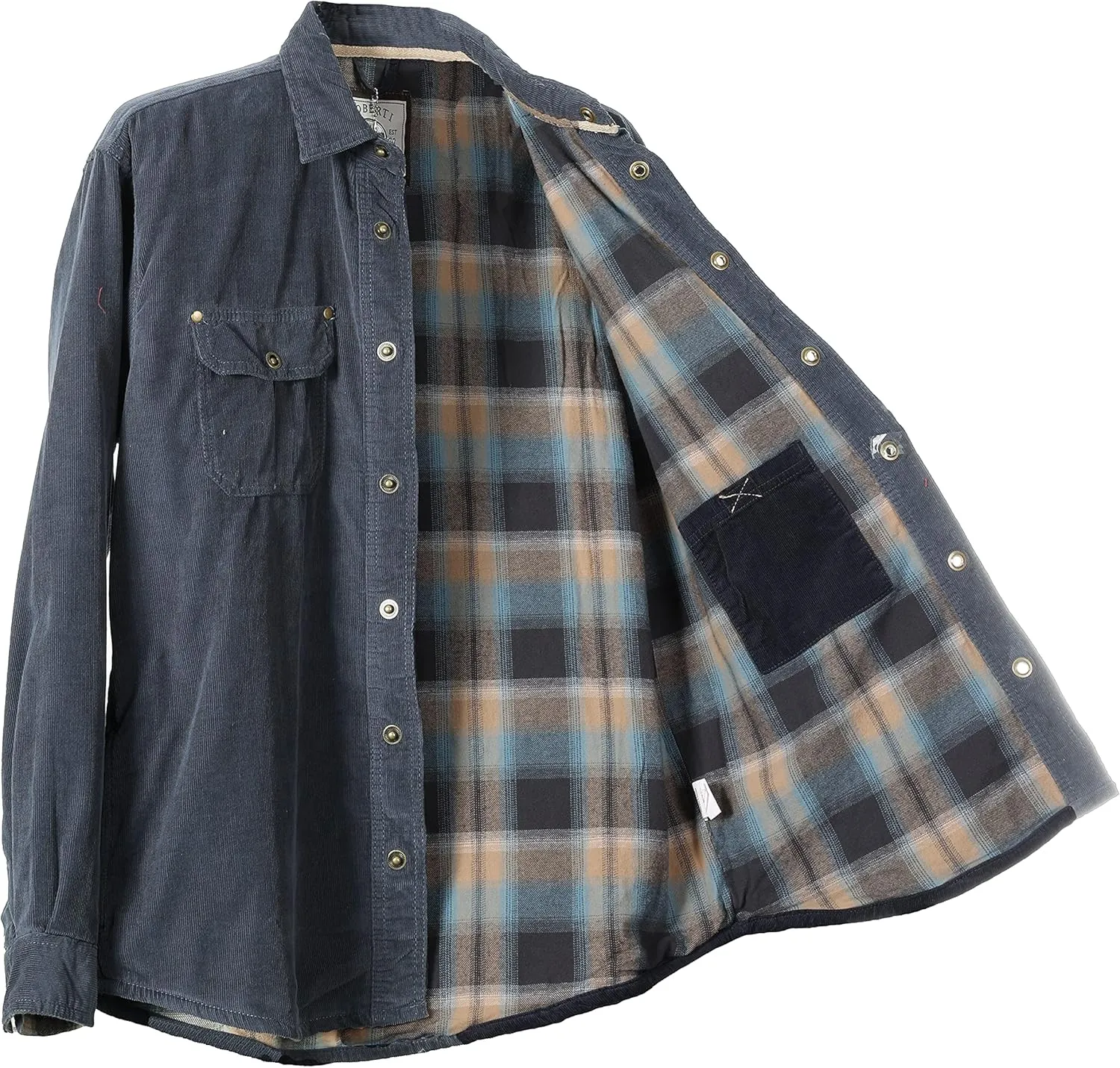 Gioberti Men's 100% Cotton Extremely Soft Corduroy Shirt Jacket with Flannel Lining