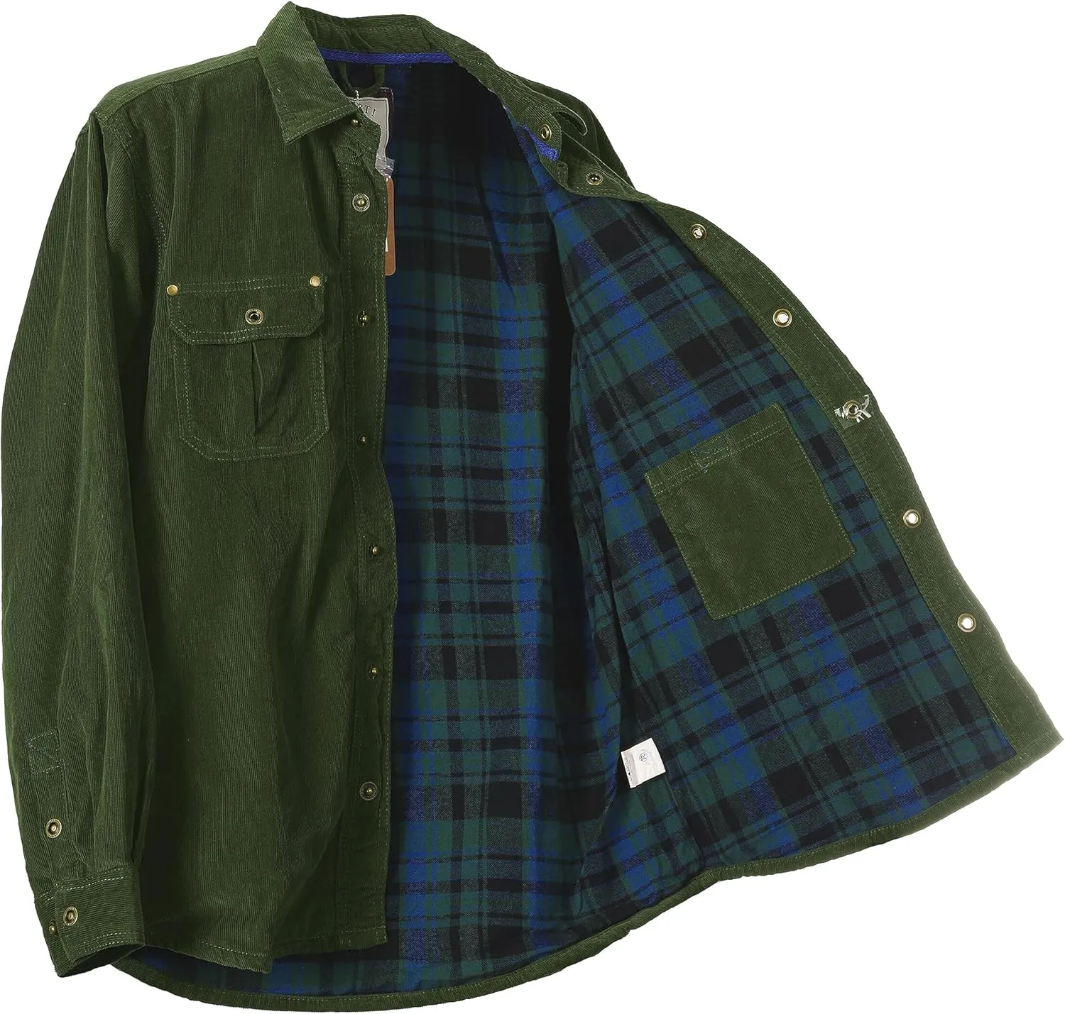Gioberti Men's 100% Cotton Extremely Soft Corduroy Shirt Jacket with Flannel Lining