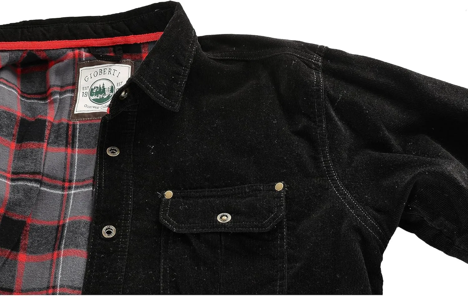 Gioberti Men's 100% Cotton Extremely Soft Corduroy Shirt Jacket with Flannel Lining