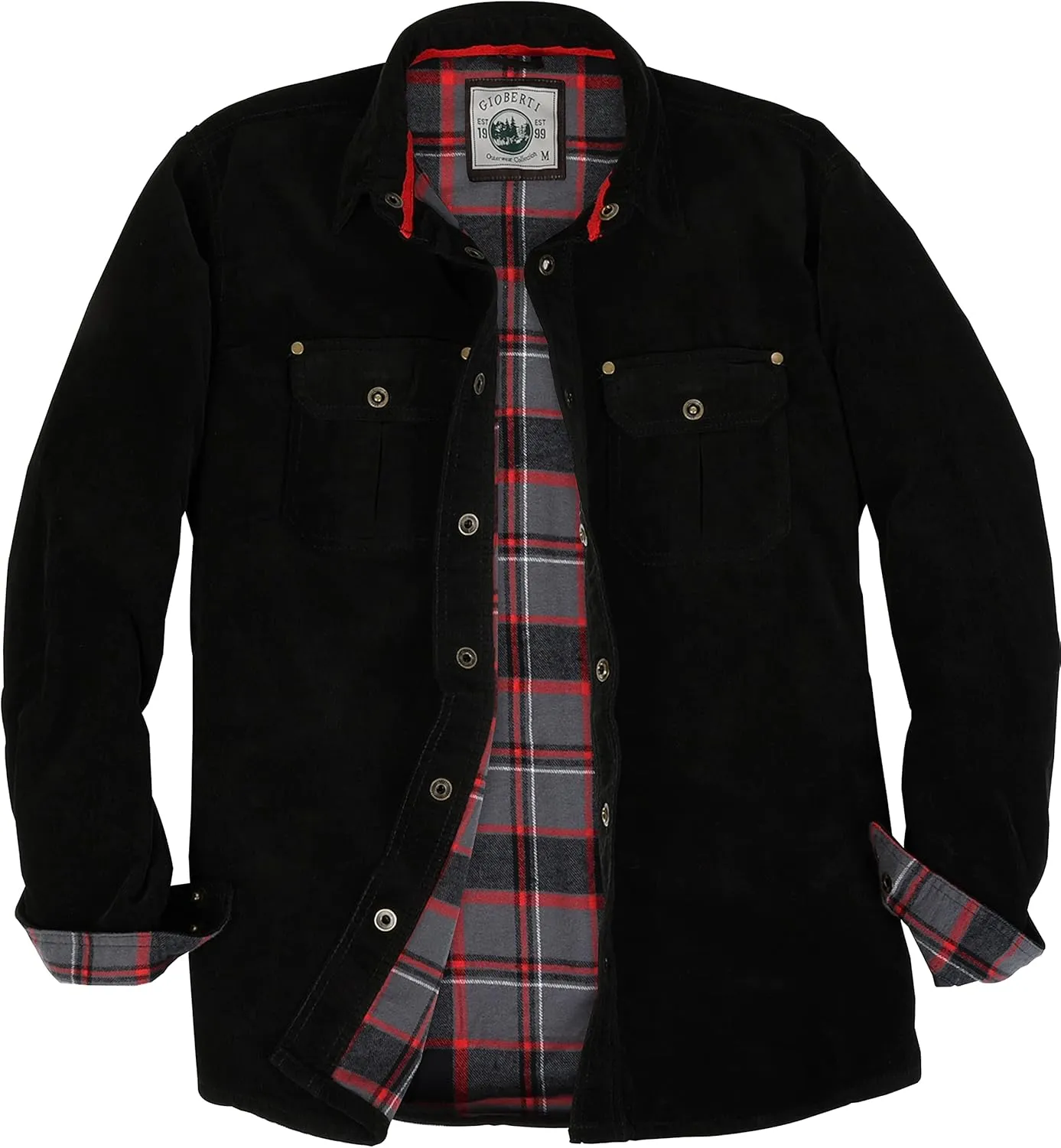 Gioberti Men's 100% Cotton Extremely Soft Corduroy Shirt Jacket with Flannel Lining