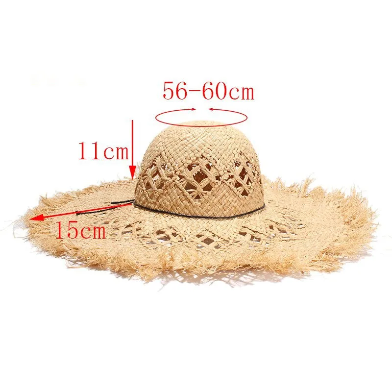 Handmade Raffia Straw Summer Sun Hat with Chic Bowknot