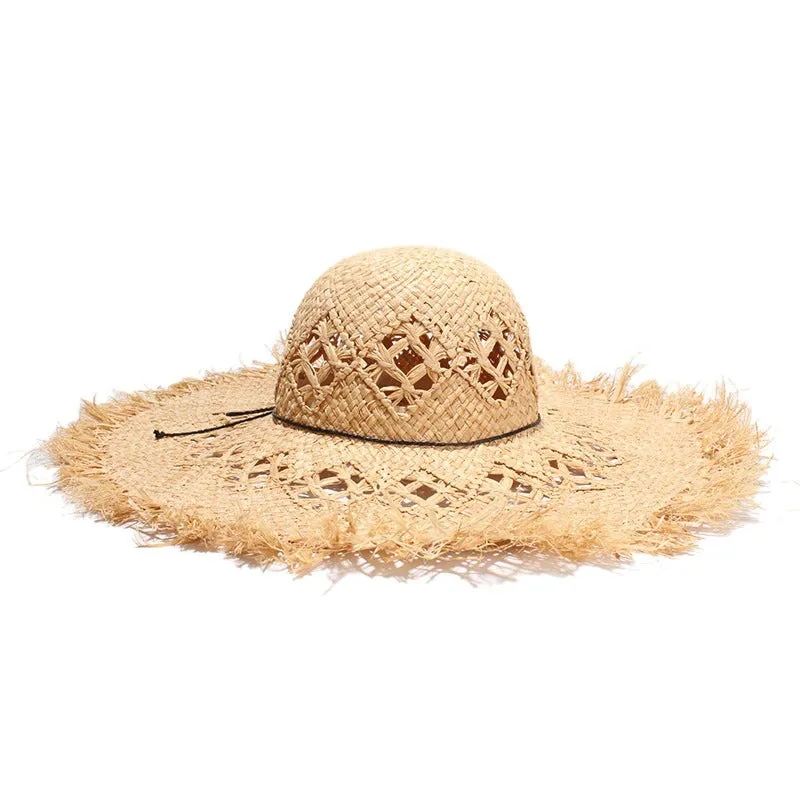 Handmade Raffia Straw Summer Sun Hat with Chic Bowknot