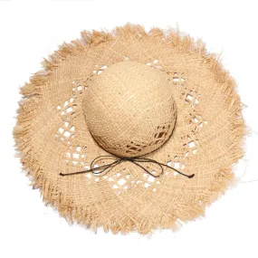 Handmade Raffia Straw Summer Sun Hat with Chic Bowknot