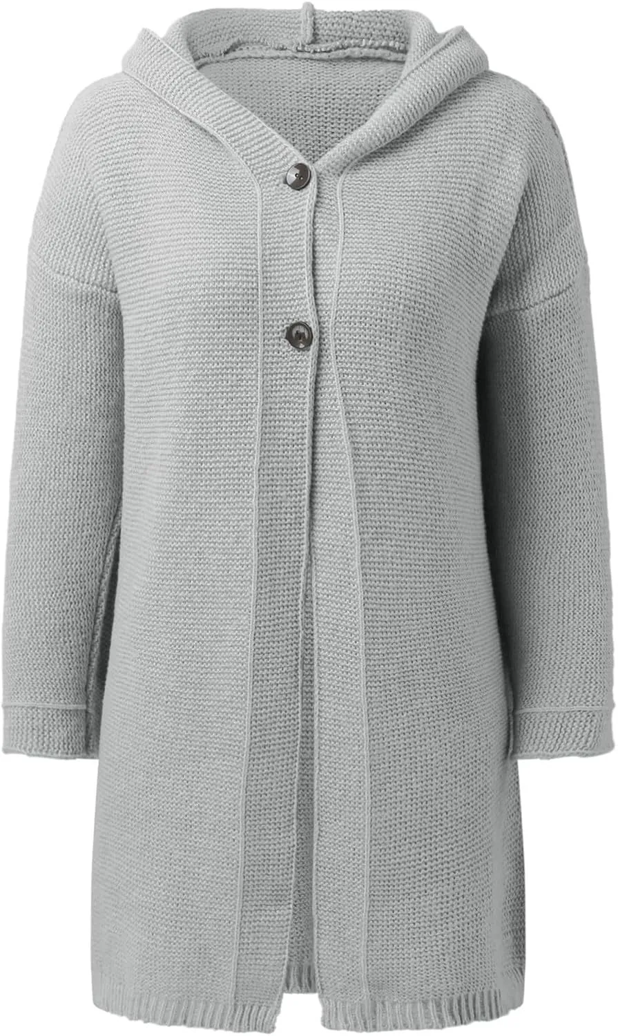iLH Cardigan Sweaters for Women Casual Loose Open Front Sweater Coats Chunky Cable Knit Coat Fall Winter Hooded Outwear