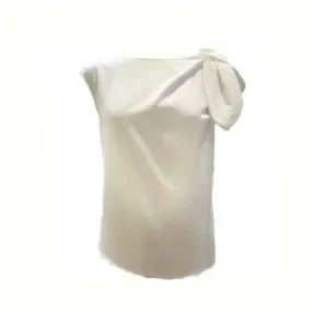 Irregular Tie Bow Sleeveless Loose Blouse