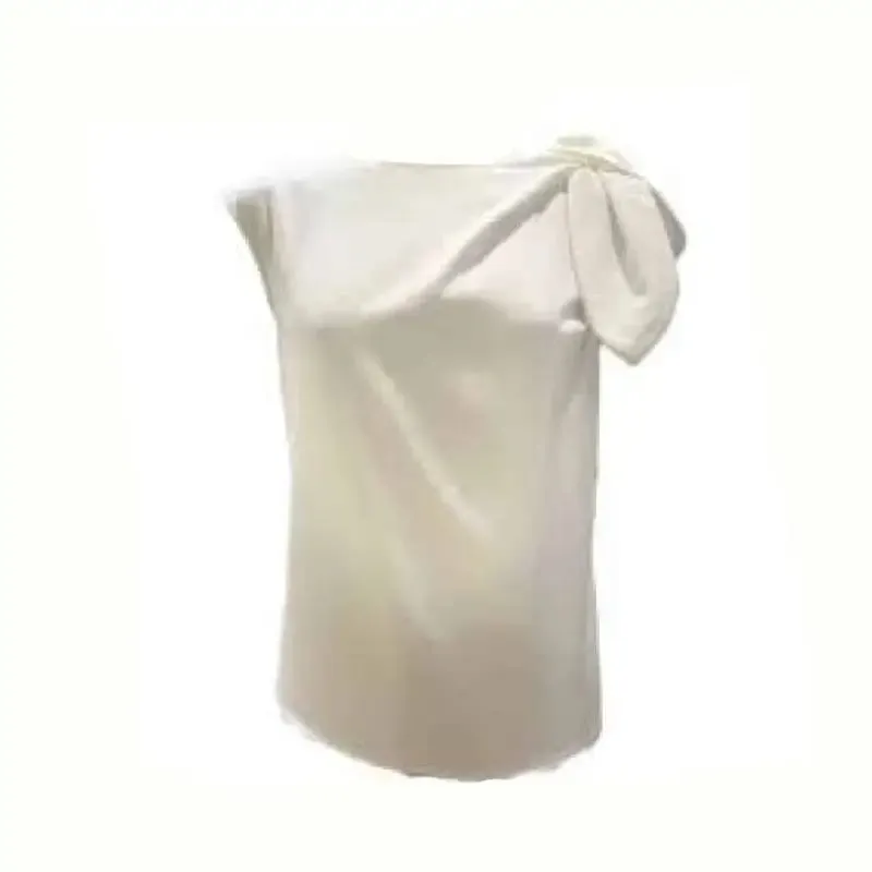 Irregular Tie Bow Sleeveless Loose Blouse