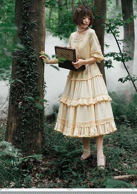 JS Lolita~Jenny and Mentha Tea~Elegant Lolita Square Neckline OP Dress