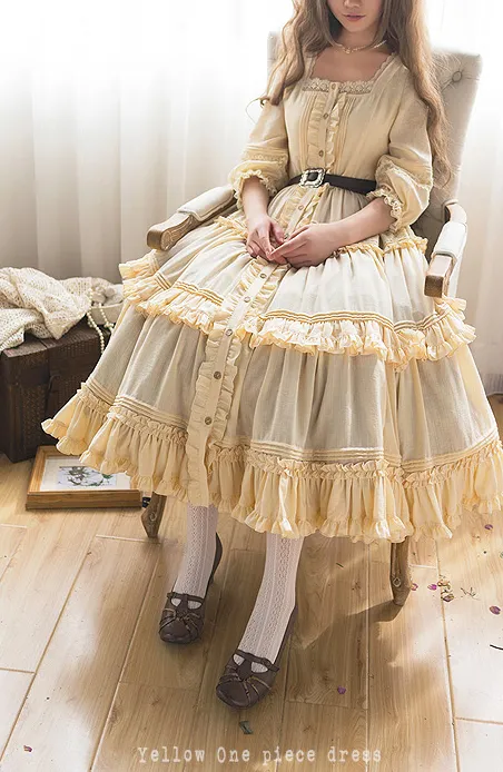 JS Lolita~Jenny and Mentha Tea~Elegant Lolita Square Neckline OP Dress