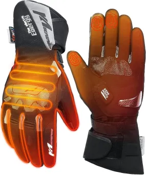 KEMIMOTO 2024 Version Heated Motorcycle Gloves for Men and Women with Hard Protective Shields, 7.4V 2500mAh Rechargeable Battery, Waterproof, Touchscreen Compatible, Lasts up to 8 Hours,L Black