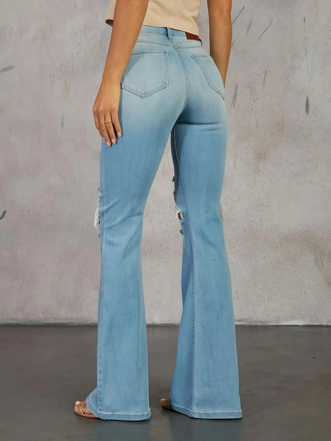 KUNMI Women's Flare Bell Bottom Jeans High Waisted Wide Leg Bootcut Jeans Stretchy Denim Pants