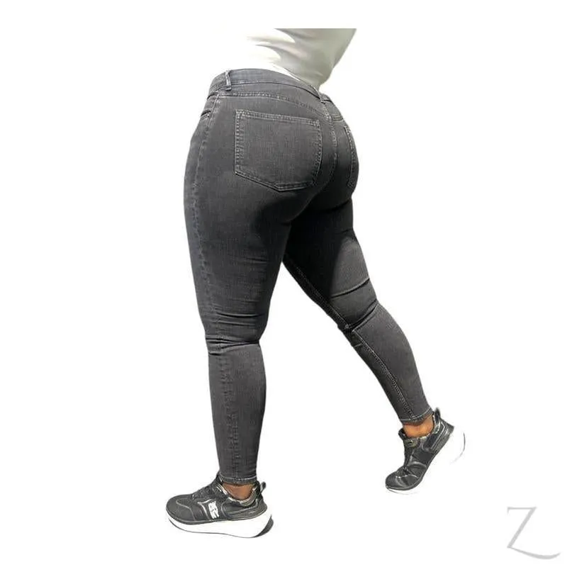 Ladies High Rise Super Skinny Strong Stretchy Denim Jeans | Plain | "Futhi"