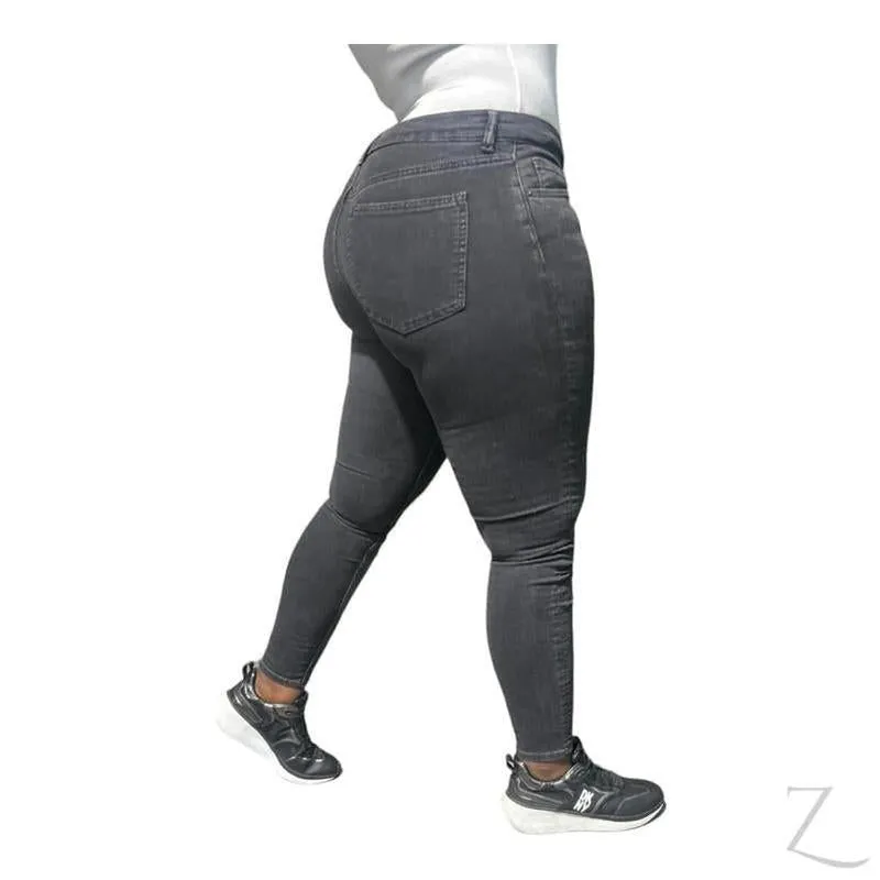 Ladies High Rise Super Skinny Strong Stretchy Denim Jeans | Plain | "Futhi"