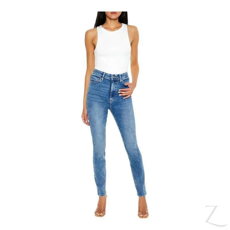 Ladies High Rise Super Stretchy Super Skinny Strong Denim Jeans | Plain | "Fele"