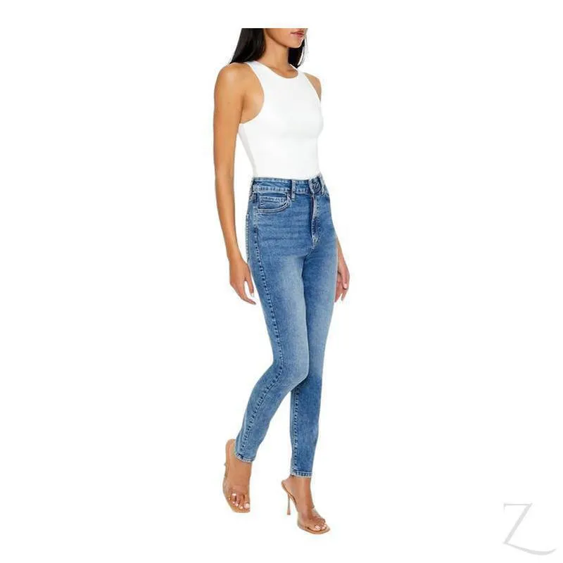 Ladies High Rise Super Stretchy Super Skinny Strong Denim Jeans | Plain | "Fele"