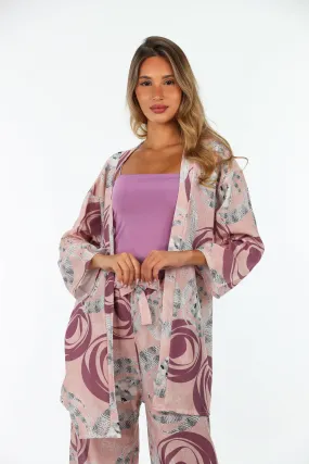 Light Pink Printed Linen Summer Set