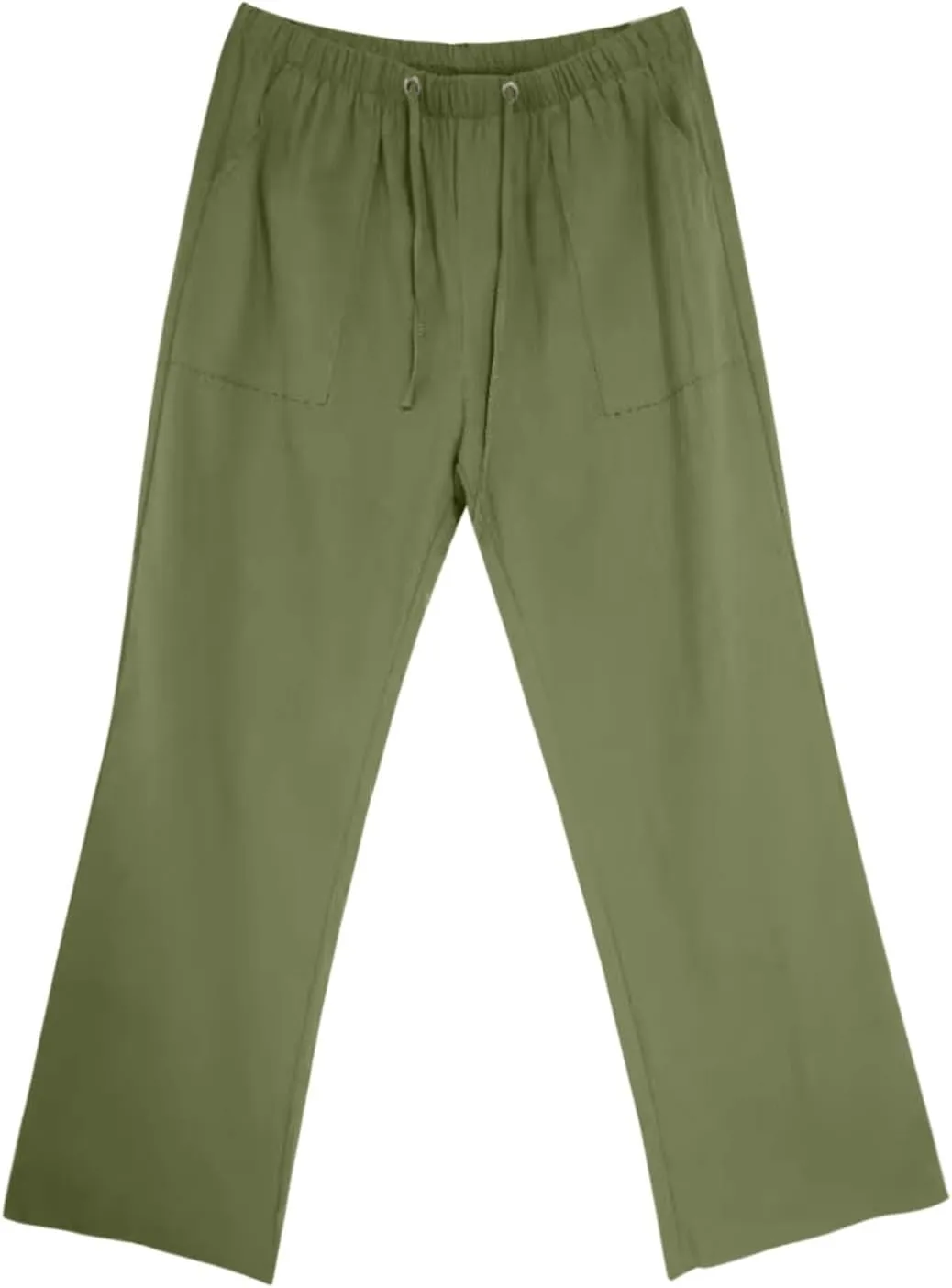Linen Pants Men Casual Elastic Waist Straight Leg Capri Pants Comfort Breathable Summer Beach Wedding Cropped Trouser