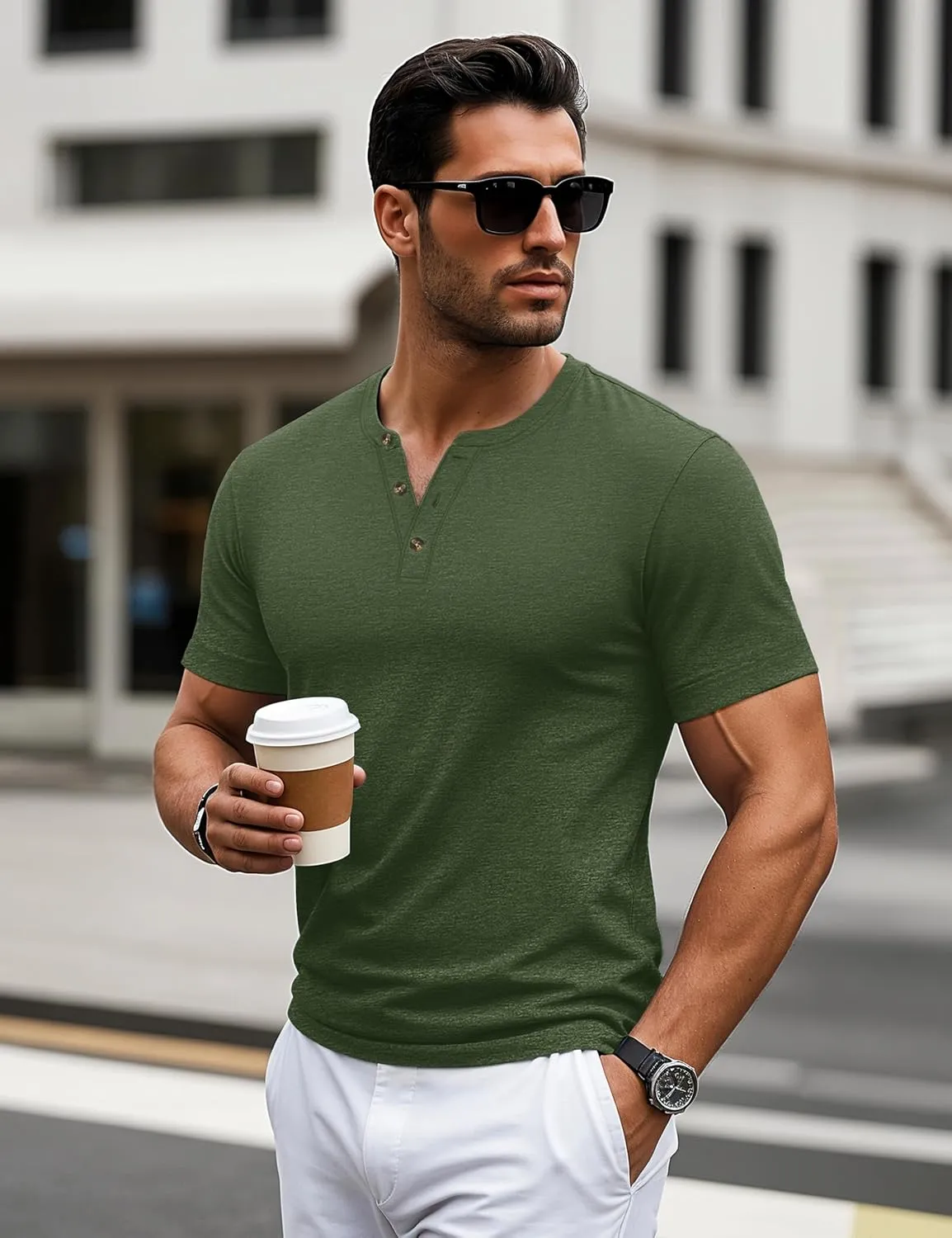 MAGCOMSEN Men's Henley Short Sleeve Shirt Cotton Lightweight 3 Button Tops Vintage Casual Summer Shirt Soft Fashion