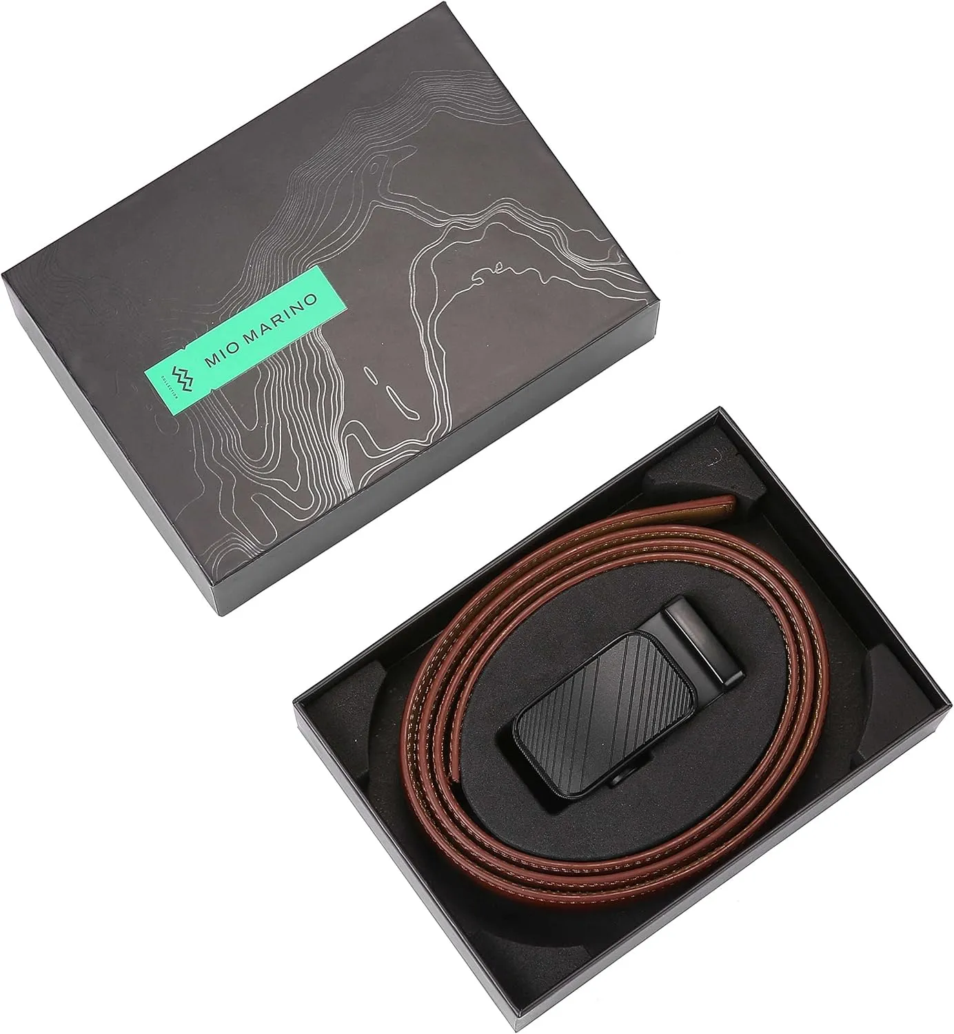 Marino Mens Genuine Leather Ratchet Dress Belt With Automatic Buckle, Enclosed in an Elegant Gift Box