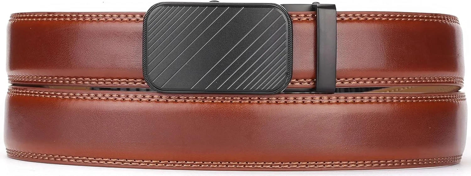 Marino Mens Genuine Leather Ratchet Dress Belt With Automatic Buckle, Enclosed in an Elegant Gift Box