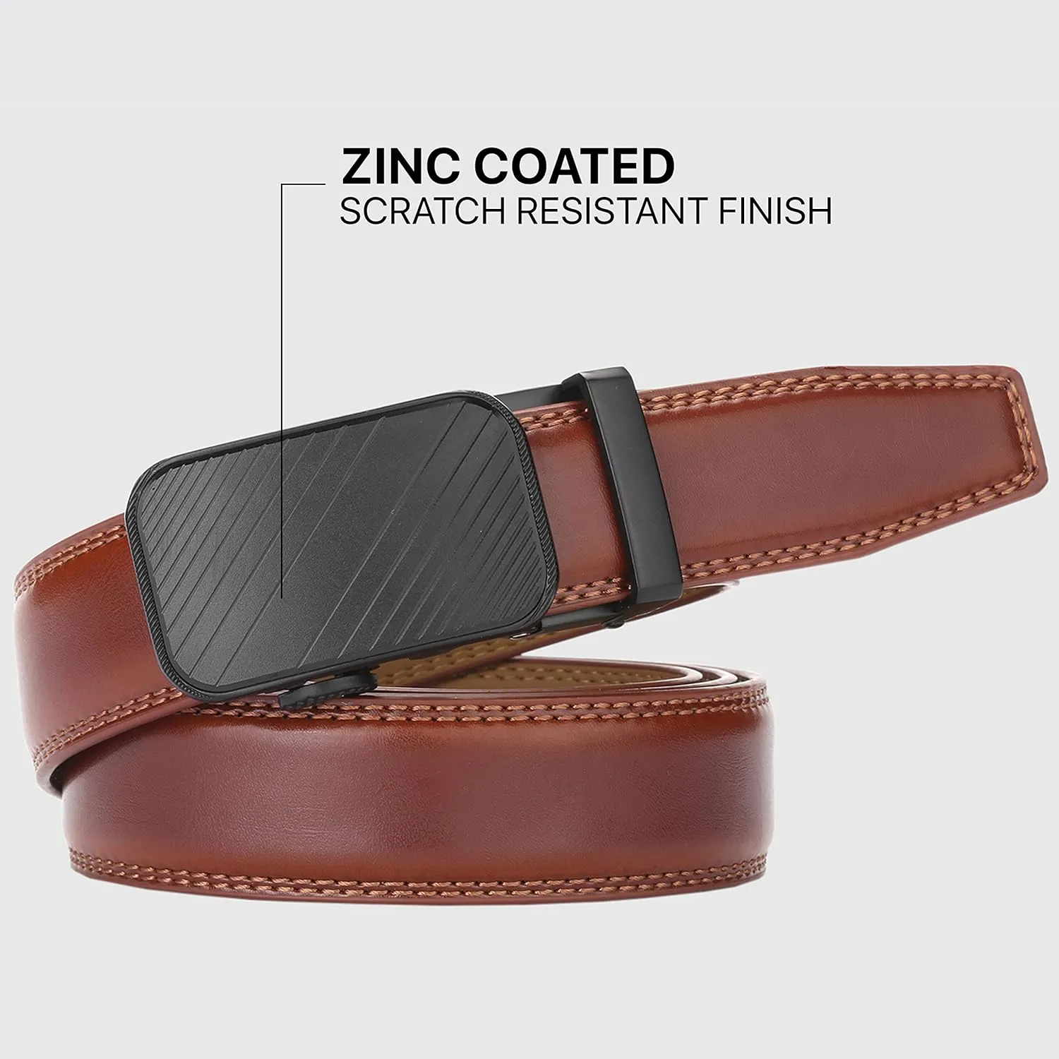 Marino Mens Genuine Leather Ratchet Dress Belt With Automatic Buckle, Enclosed in an Elegant Gift Box