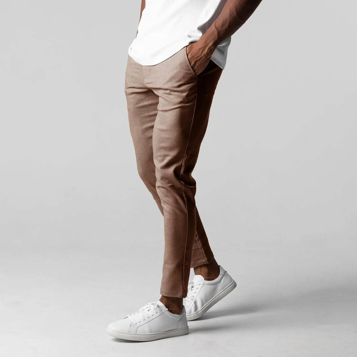 Men's Casual Stretch Pants Slim Fit Breathable Trouser Straight Legs Solid Color Pants Business Simple Comfy Trousers