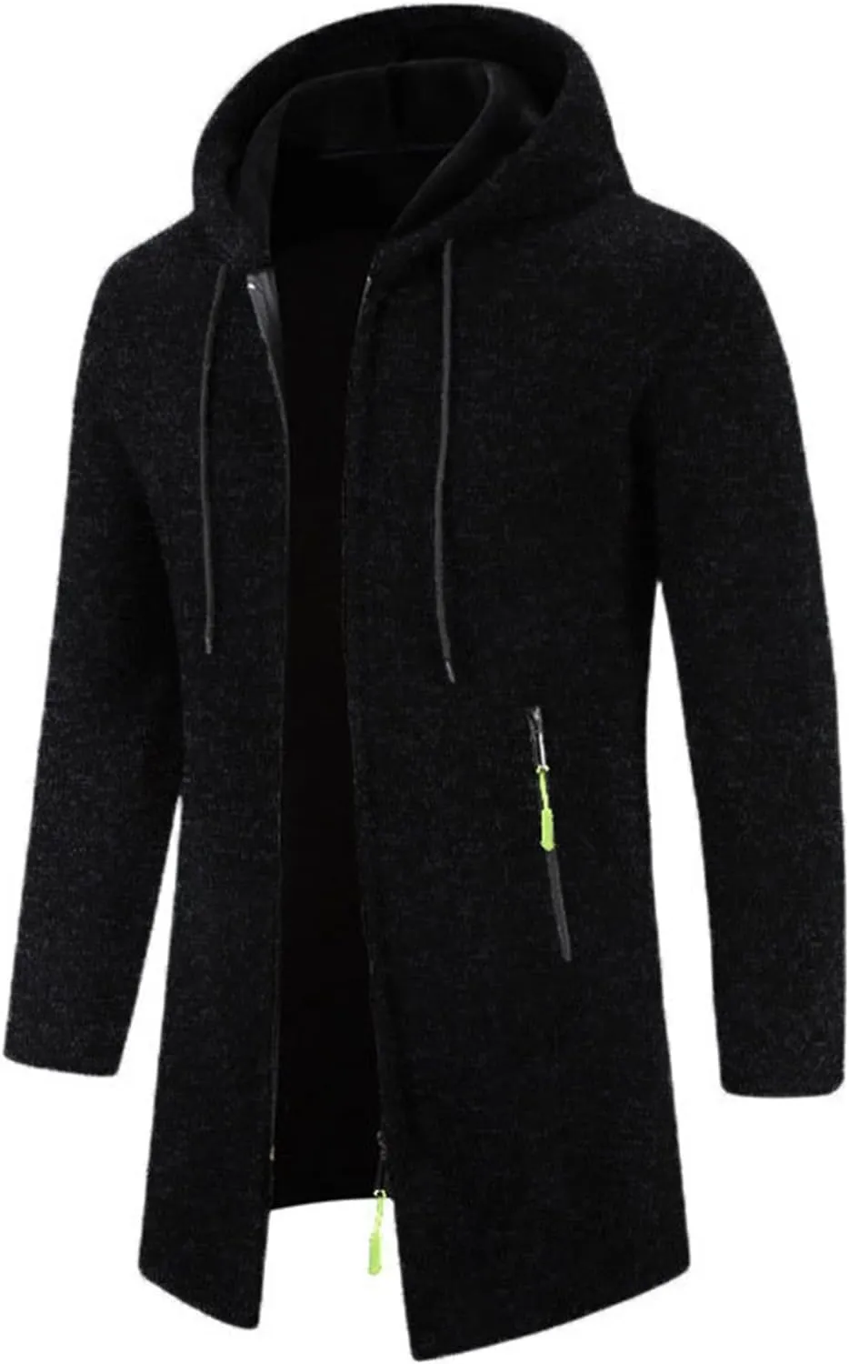 Mens Long Cardigan Jacket Thermal Loose Fit Casual Coat Hooded Drawstring Warm Sweaters Fashion Knitted Jackets