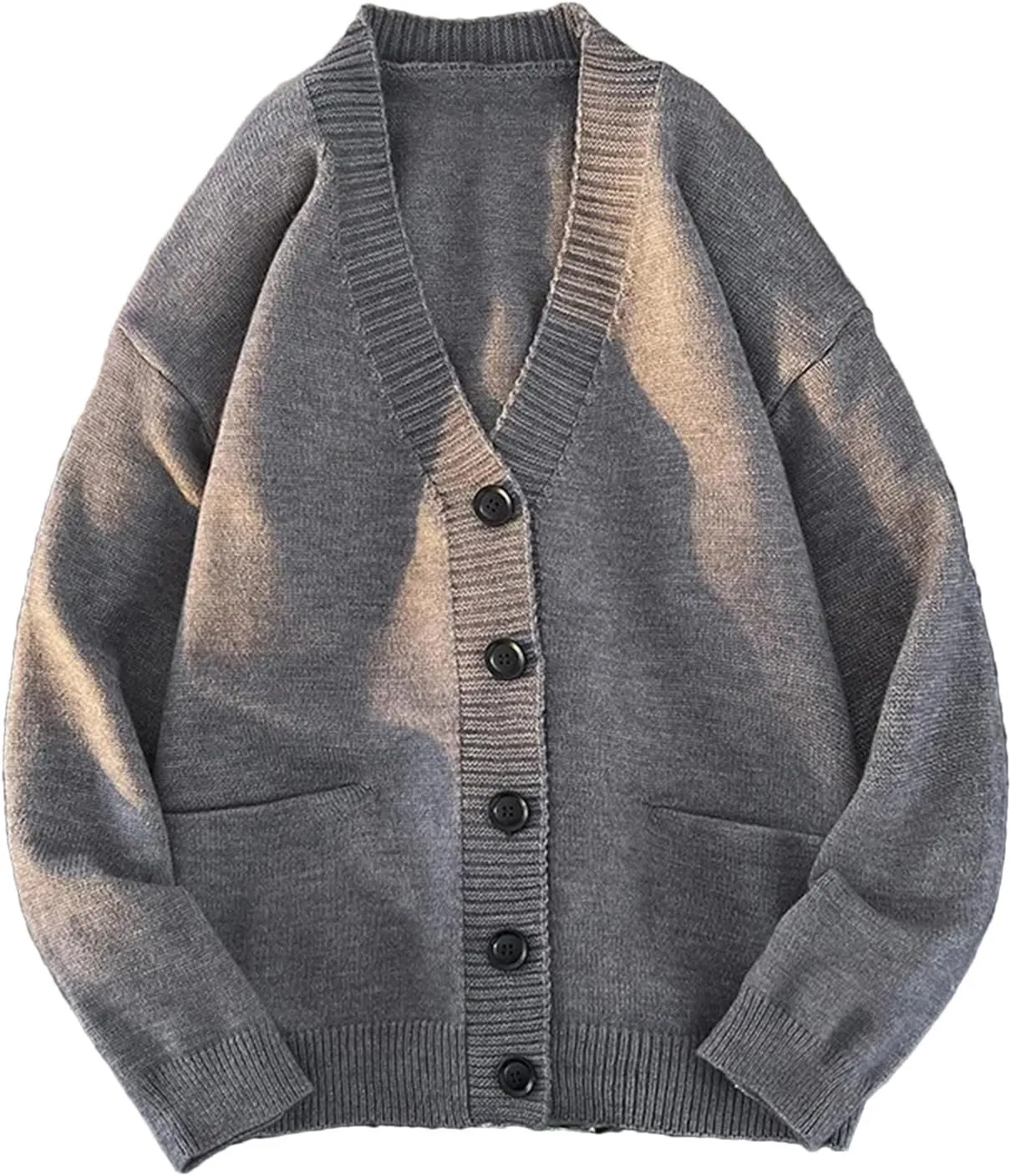 Men's Winter Fashion Casual Cardigan Ribbed V-Neck Sweater Jacket Light Jacket