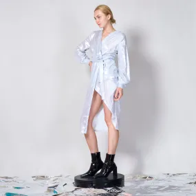 Metallic lyon tinsel belted mid dress wholesale