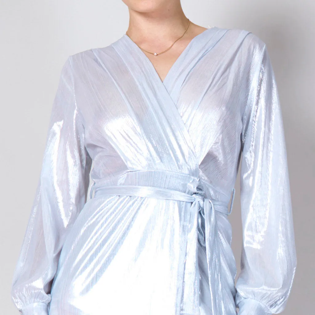 Metallic lyon tinsel belted mid dress wholesale
