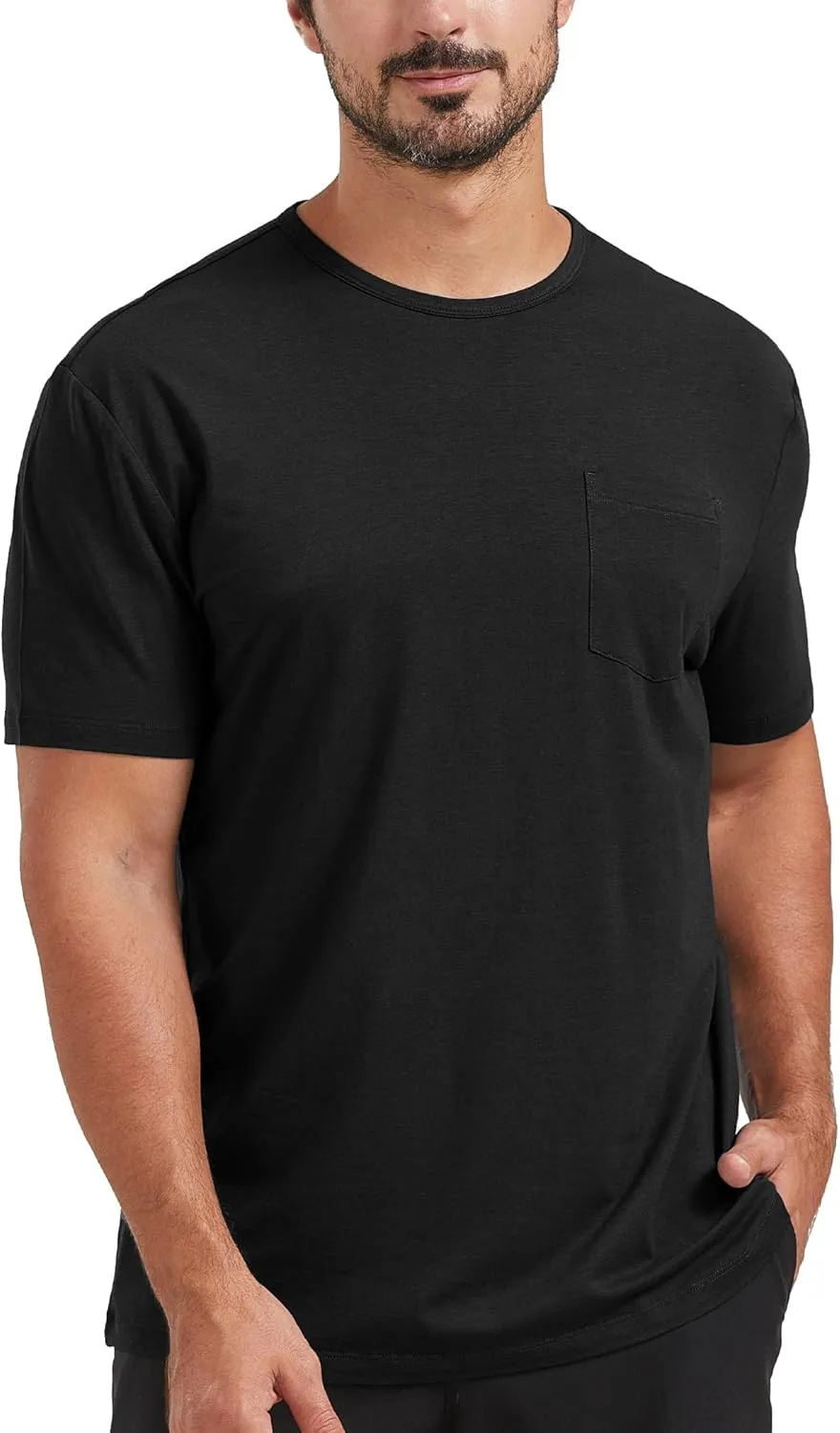netdraw Men's Ultra Soft Bamboo Viscose Pocket T-Shirt Classic Fit Lightweight Cooling Short Sleeve Casual Basic Shirt