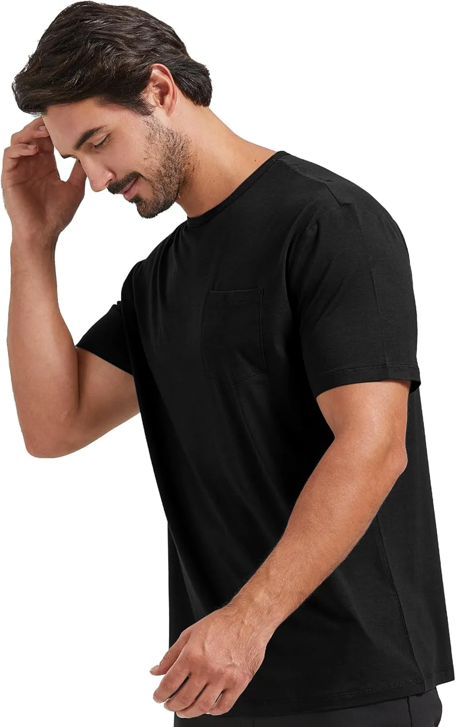 netdraw Men's Ultra Soft Bamboo Viscose Pocket T-Shirt Classic Fit Lightweight Cooling Short Sleeve Casual Basic Shirt