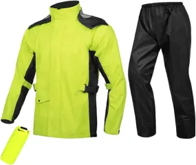 scosao Motorcycle Rain Gear Suit for Men Waterproof Breathable Rain Coats Reflective Riding Rainwear Lightweight Jackets Pant