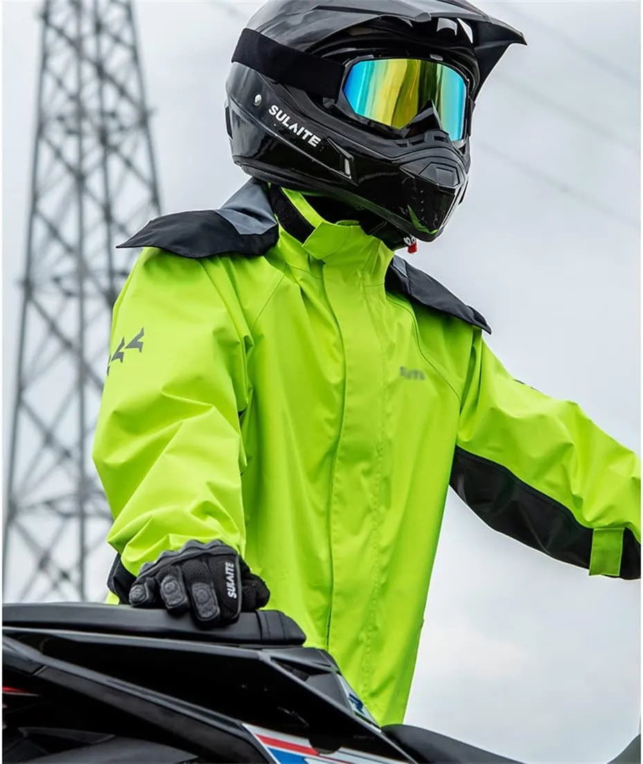 scosao Motorcycle Rain Gear Suit for Men Waterproof Breathable Rain Coats Reflective Riding Rainwear Lightweight Jackets Pant