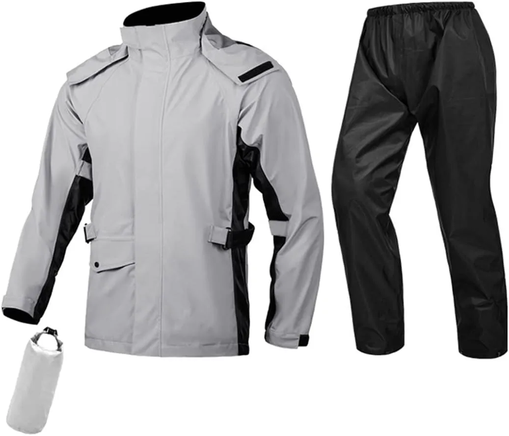 scosao Motorcycle Rain Gear Suit for Men Waterproof Breathable Rain Coats Reflective Riding Rainwear Lightweight Jackets Pant