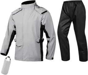 scosao Motorcycle Rain Gear Suit for Men Waterproof Breathable Rain Coats Reflective Riding Rainwear Lightweight Jackets Pant