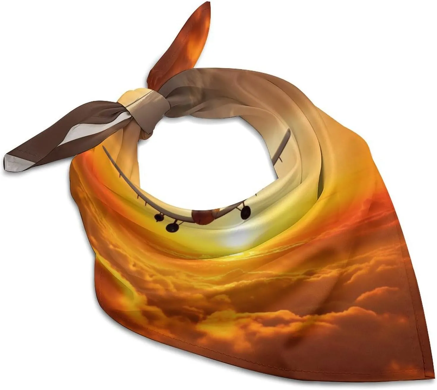Silk Like Head Scarf for Women Satin Aircraft Plane at Sunset Large Hair Scarves Square Satin Head Scarf Neckerchief for Women Headwear Stylish Headband 18 × 18 Inches