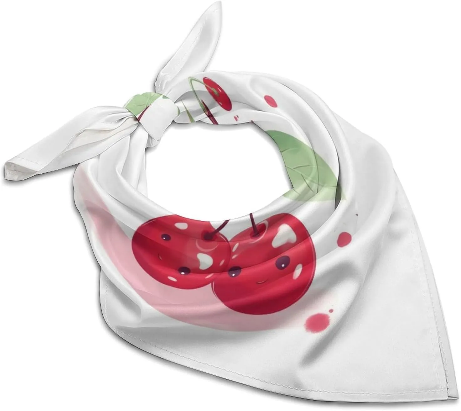 Silk Like Head Scarf for Women Satin Cute Cherry Large Hair Scarves Square Satin Head Scarf Neckerchief for Women Headwear Stylish Headband 18 × 18 Inches
