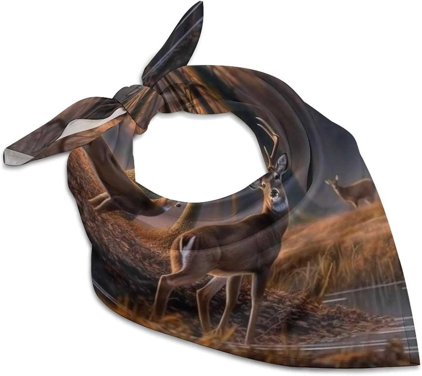 Silk Like Head Scarf for Women Satin Nature Wild Animal Deers Large Hair Scarves Square Satin Head Scarf Neckerchief for Women Headwear Stylish Headband 18 × 18 Inches