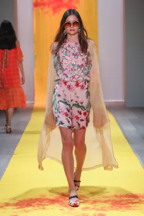 Silk open jacket with ruffle sleeve