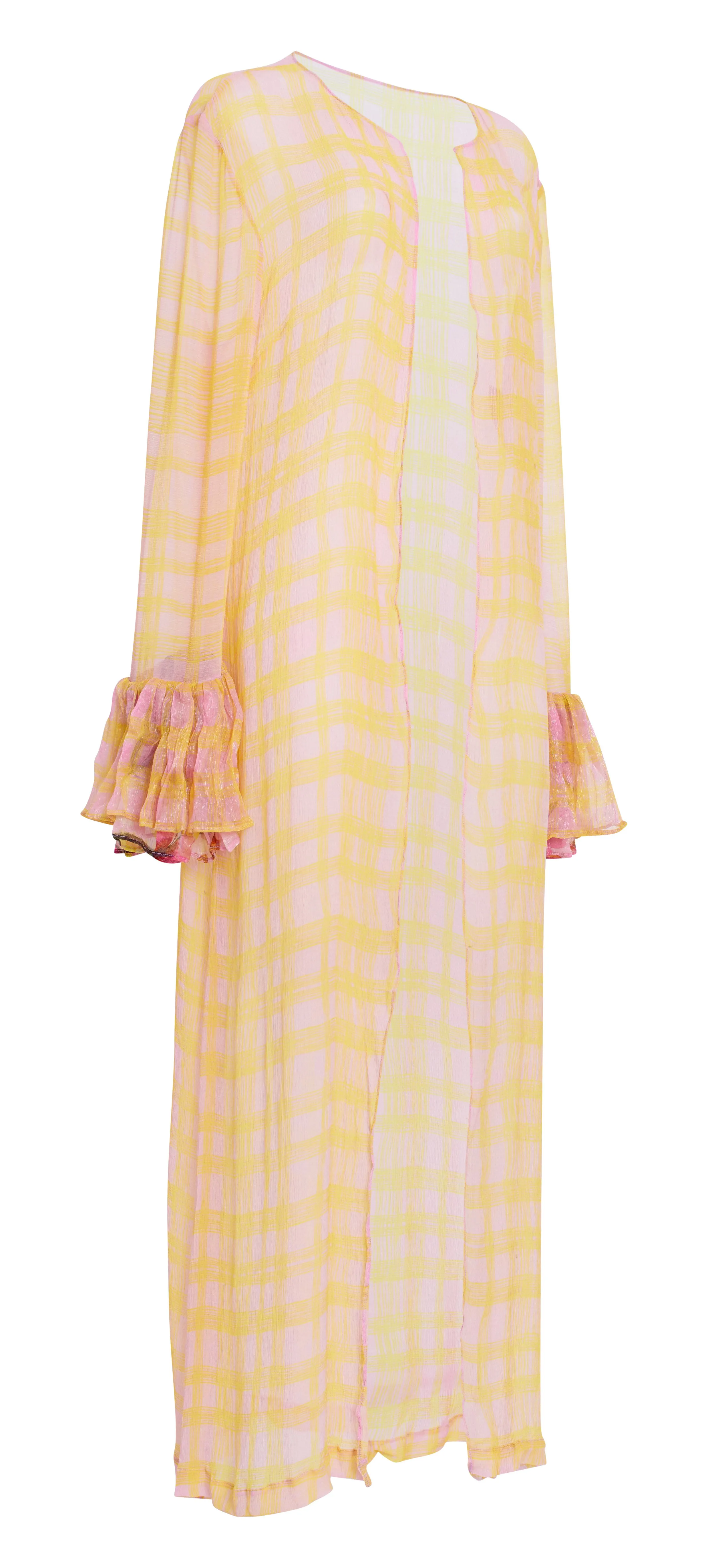 Silk open jacket with ruffle sleeve