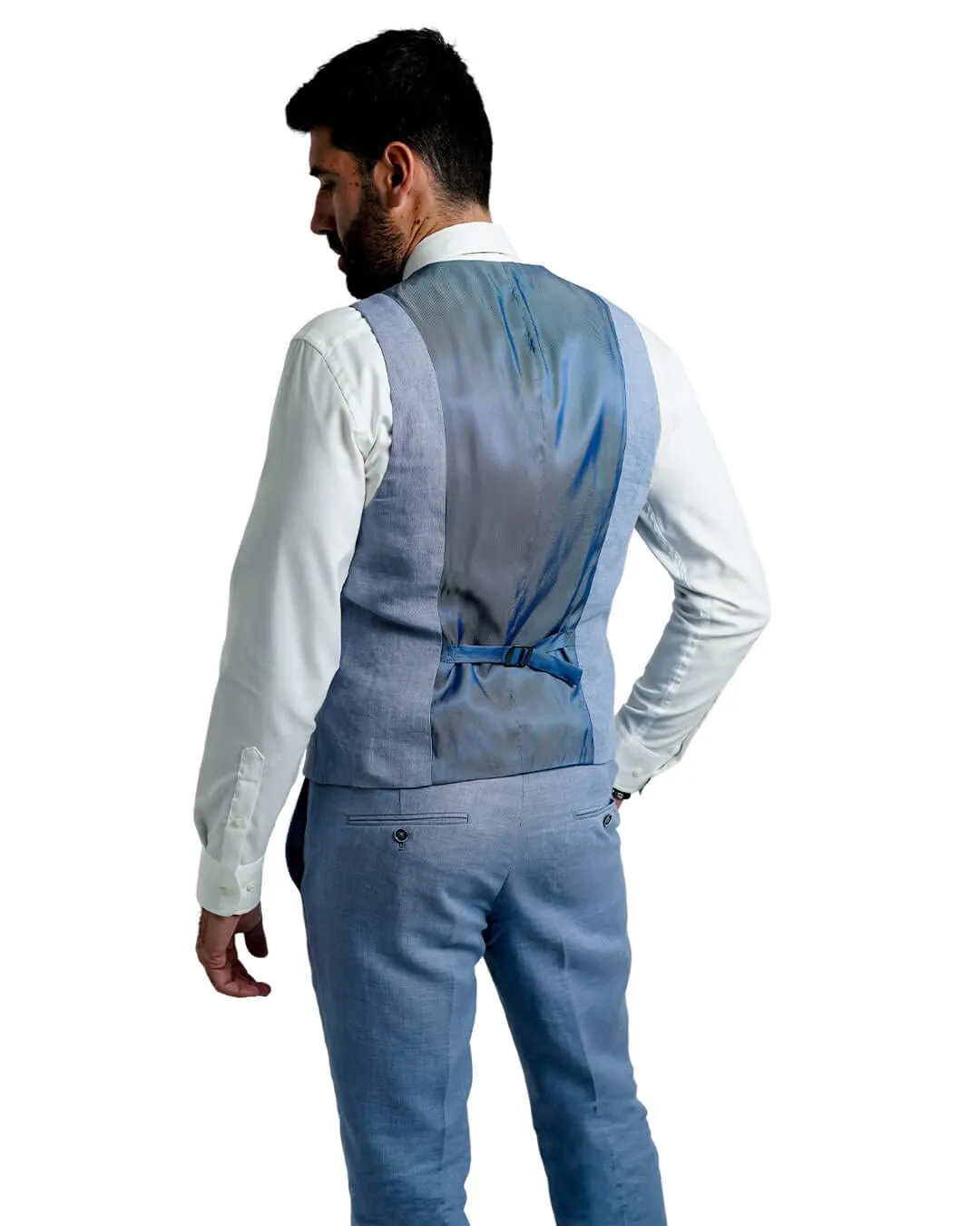 Sky Linen Waistcoat