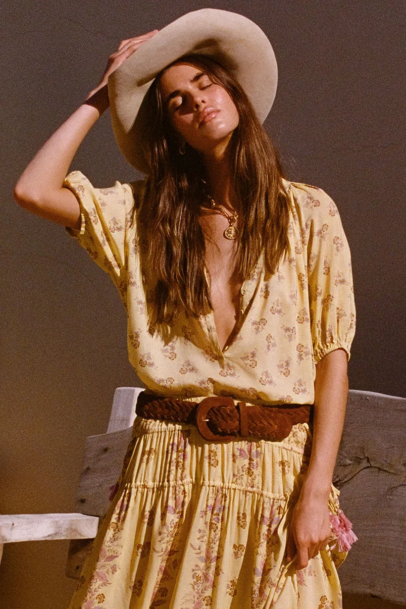 Spell Rebel Spirit Short Sleeve Blouse - Daffodil