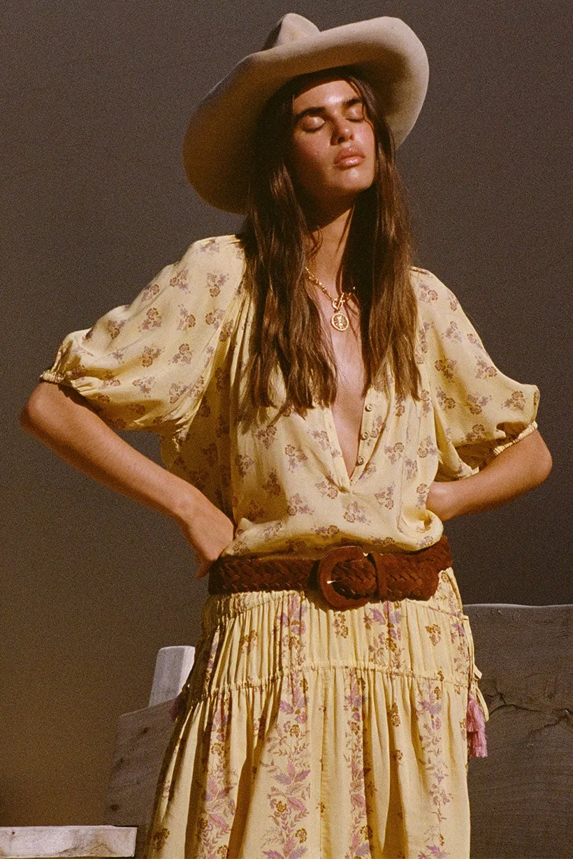 Spell Rebel Spirit Short Sleeve Blouse - Daffodil