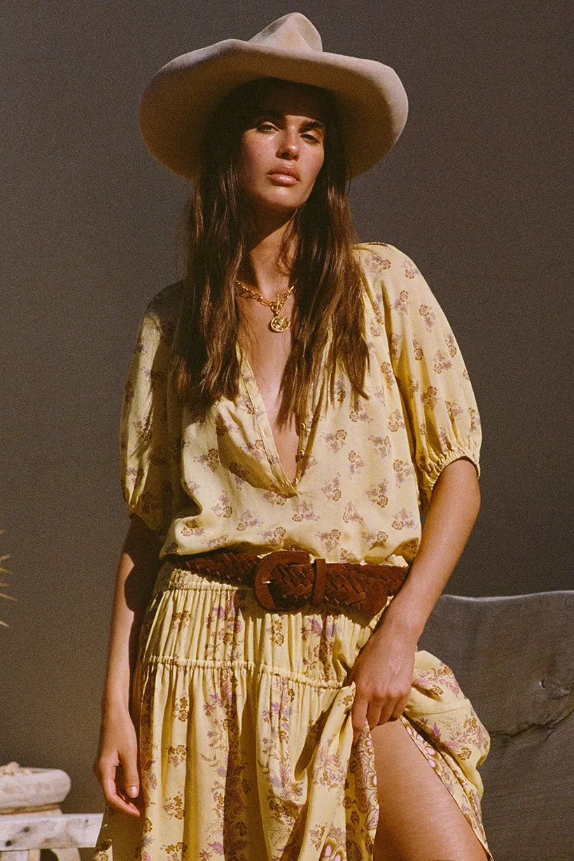 Spell Rebel Spirit Short Sleeve Blouse - Daffodil