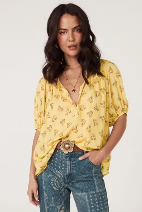Spell Rebel Spirit Short Sleeve Blouse - Daffodil
