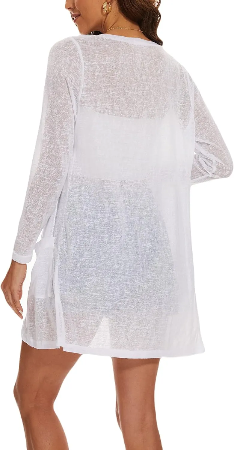 Spicy Sandia Sheer Summer Cardigans for Women Lightweight Open Front Long Sleeve Light Weight Duster Spring Trendy