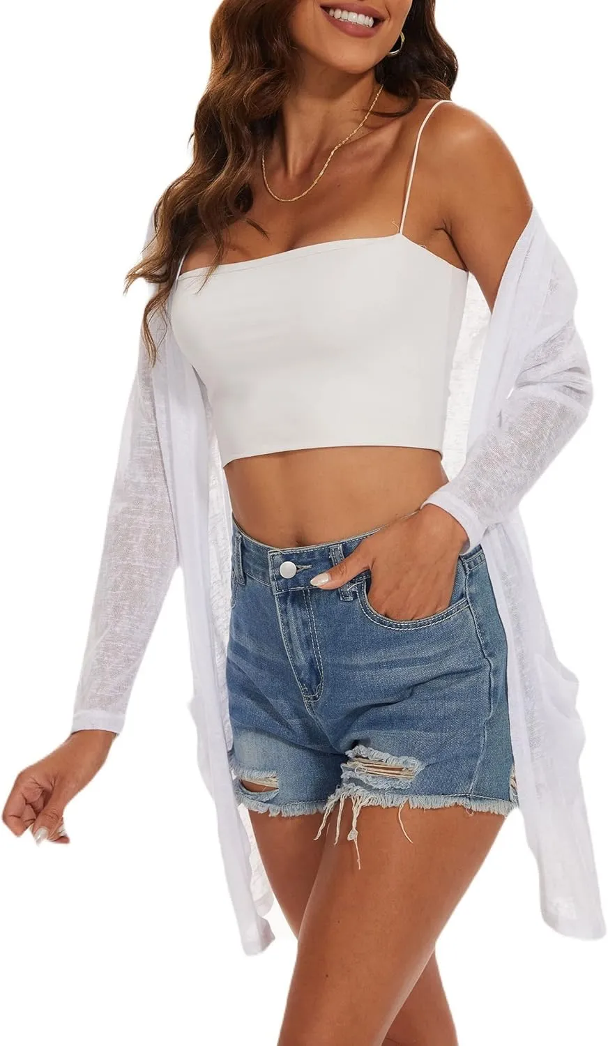 Spicy Sandia Sheer Summer Cardigans for Women Lightweight Open Front Long Sleeve Light Weight Duster Spring Trendy